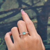 Round Cut Moss Agate Engagement Ring Cluster Anniversary Ring